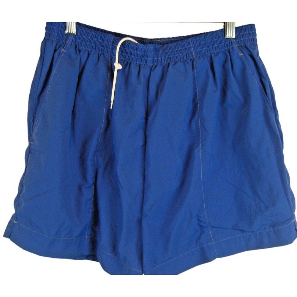 Mens Lands End Blue Lined Nylon Swim Board Shorts sz Lx4